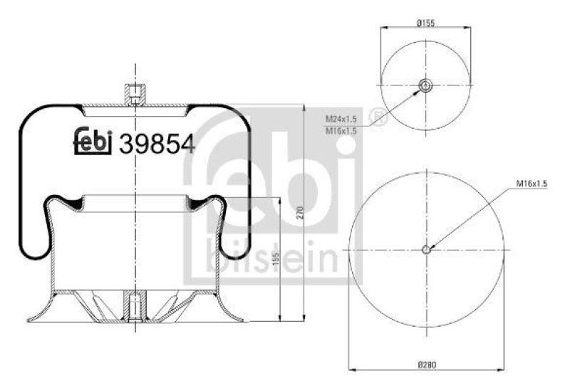 FEBI BILSTEIN 39854 Luftfederbalg mit Stahlkolben für Mercedes-Benz