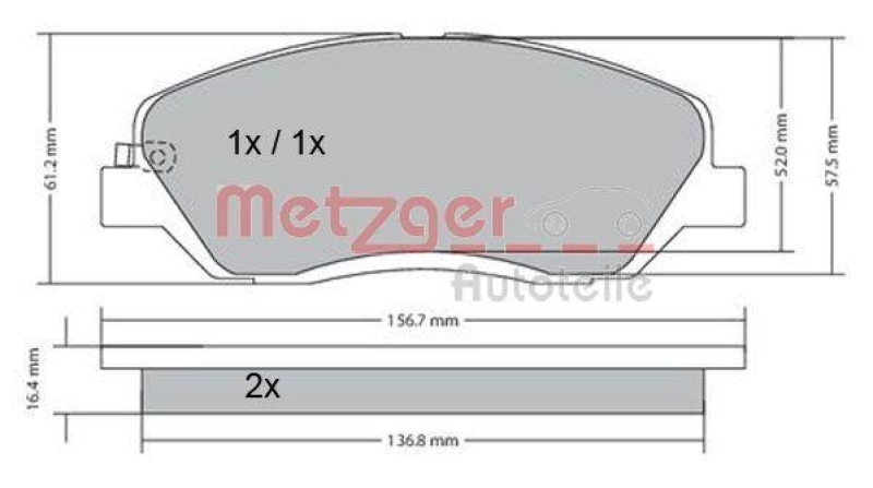 METZGER 1170205 Bremsbelagsatz, Scheibenbremse WVA 24 352