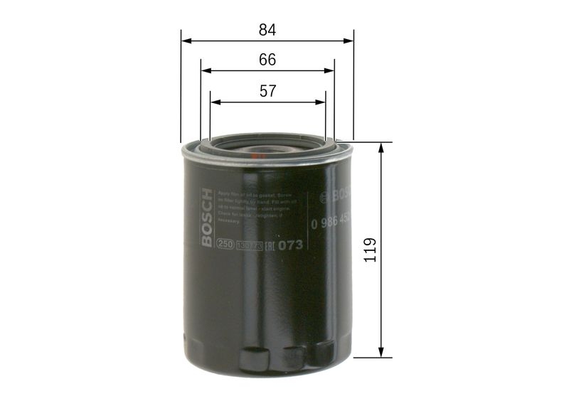 BOSCH 0 986 452 000 Ölfilter P2000 Ø 82mm Höhe 119mm