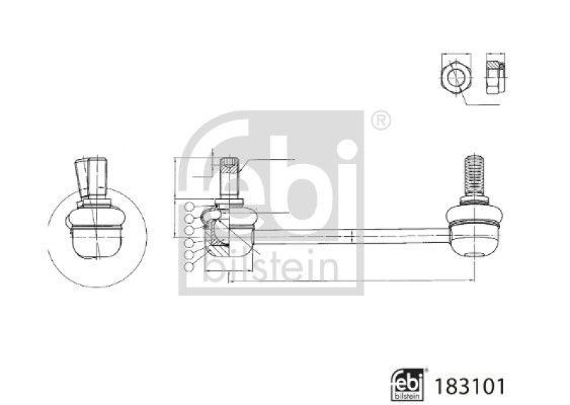 FEBI BILSTEIN 183101 Verbindungsstange mit Sicherungsmuttern für MITSUBISHI