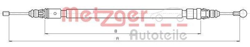 METZGER 10.6233 Seilzug, Feststellbremse f&uuml;r CITROEN/PEUGEOT hinten links