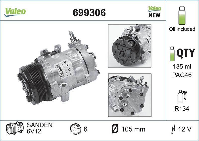 VALEO 699306 Kompressor OPEL Astra G,Corsa C,Zafira A