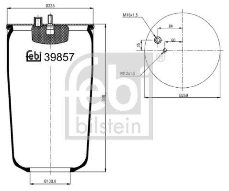 FEBI BILSTEIN 39857 Luftfederbalg ohne Kolben für M A N