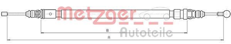 METZGER 10.6235 Seilzug, Feststellbremse für CITROEN/PEUGEOT hinten links/rechts