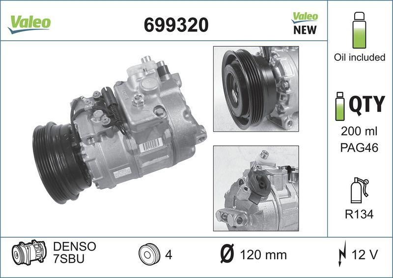 VALEO 699320 Kompressor BMW Serie 5, Serie 7