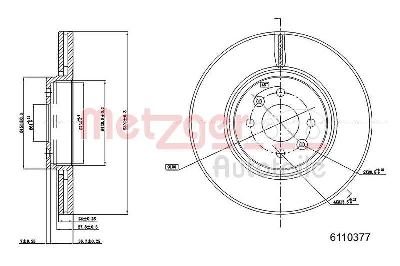 METZGER 6110377 Bremsscheibe Lack/Ks/Ms für RENAULT VA