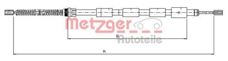 METZGER 10.645 Seilzug, Feststellbremse für PEUGEOT hinten rechts