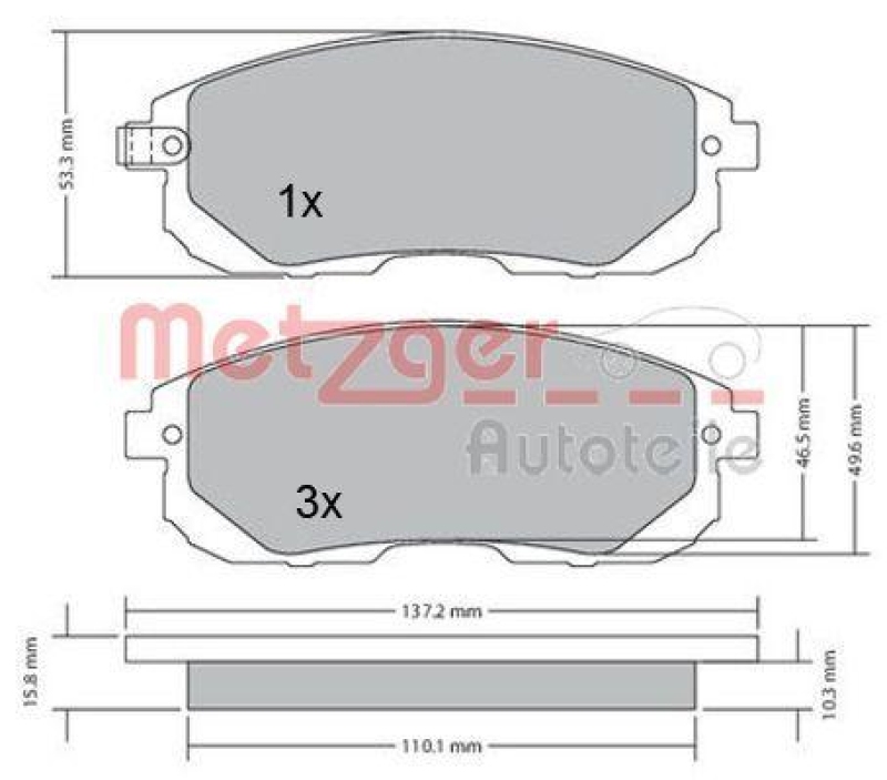 METZGER 1170208 Bremsbelagsatz, Scheibenbremse WVA 24 280