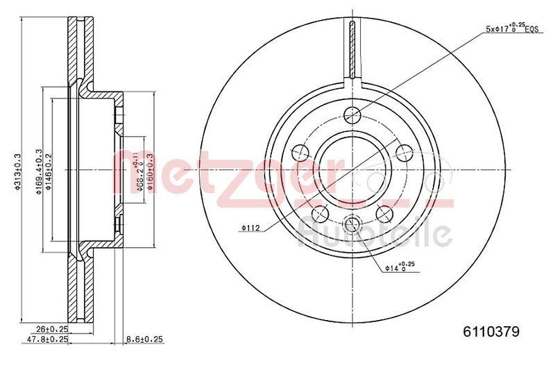 METZGER 6110379 Bremsscheibe Lack/Ks/Hc für FORD/SEAT/VW VA