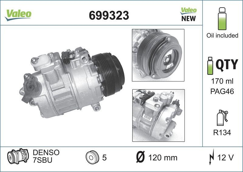 VALEO 699323 Kompressor BMW Serie 3, Serie 5, Serie 7