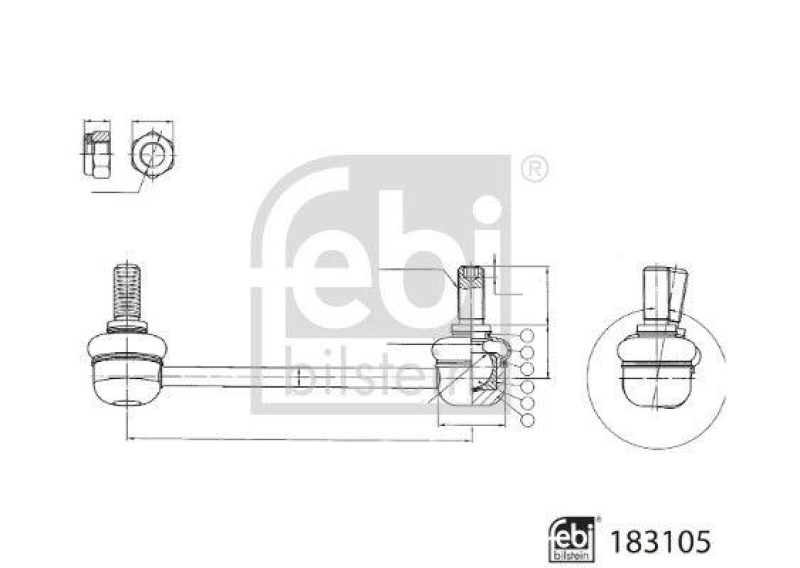 FEBI BILSTEIN 183105 Verbindungsstange mit Sicherungsmuttern für MITSUBISHI