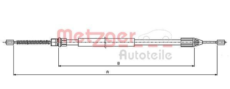 METZGER 10.6542 Seilzug, Feststellbremse für RENAULT hinten links/rechts