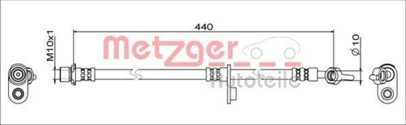 METZGER 4111649 Bremsschlauch für TOYOTA HA links