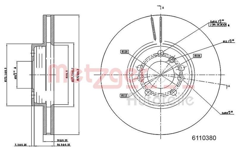 METZGER 6110380 Bremsscheibe Lack/Ks/Ms/Hc für BMW VA