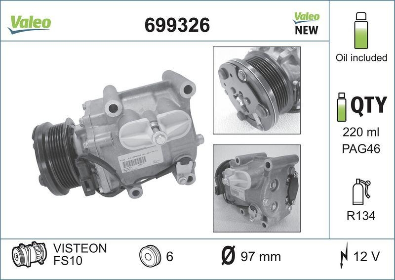 VALEO 699326 Kompressor FORD Fiesta IV & V,Focus I&II