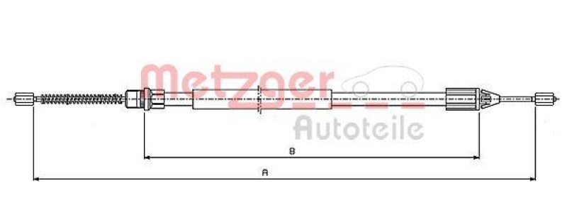 METZGER 10.6543 Seilzug, Feststellbremse für RENAULT hinten links/rechts