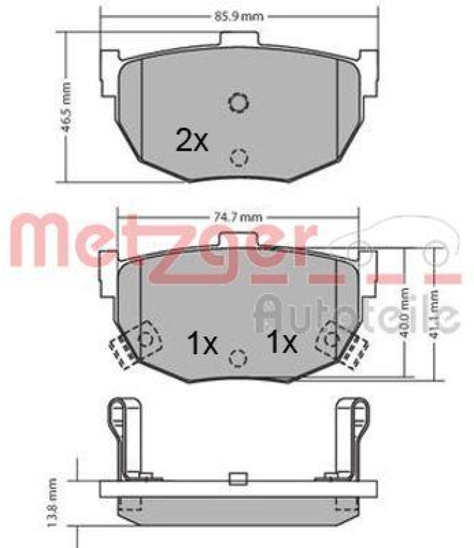 METZGER 1170212 Bremsbelagsatz, Scheibenbremse WVA 21 553