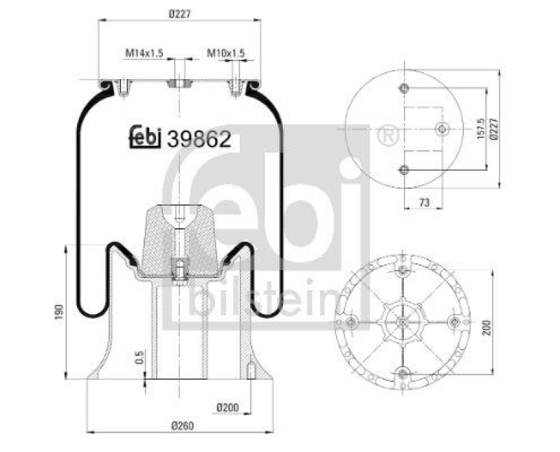 FEBI BILSTEIN 39862 Luftfederbalg mit Aluminiumkolben für Scania