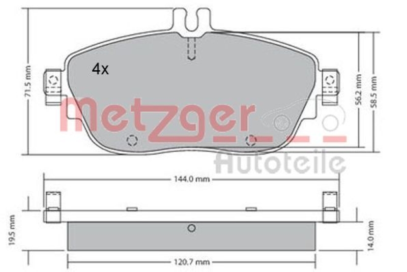 METZGER 1170215 Bremsbelagsatz, Scheibenbremse WVA 24 869