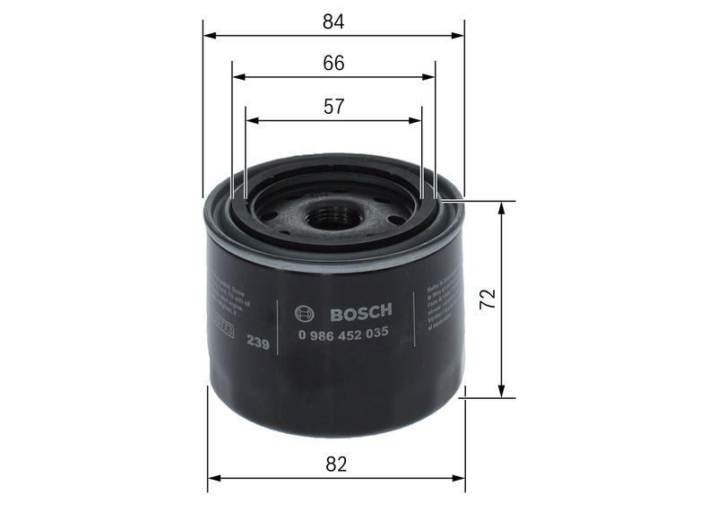 BOSCH 0 986 452 035 Ölfilter P2035 Ø 82mm Höhe 72mm