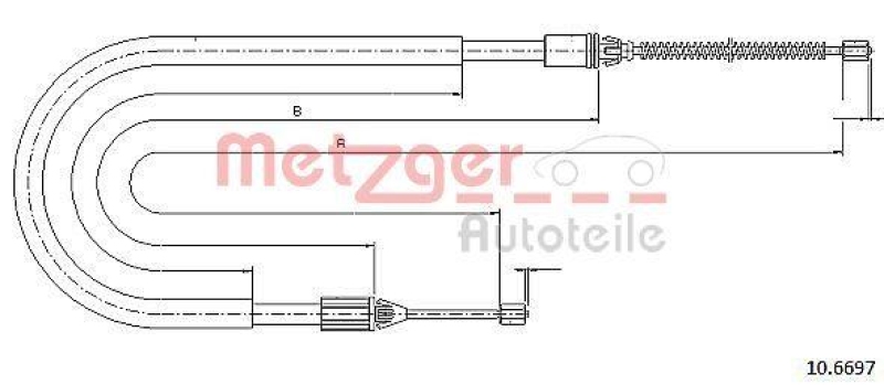 METZGER 10.6697 Seilzug, Feststellbremse für RENAULT hinten links/rechts