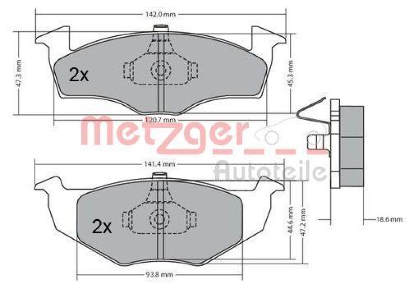 METZGER 1170217 Bremsbelagsatz, Scheibenbremse WVA 21 866