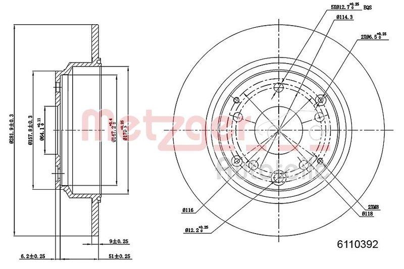 METZGER 6110392 Bremsscheibe Lack/Ks für HONDA HA