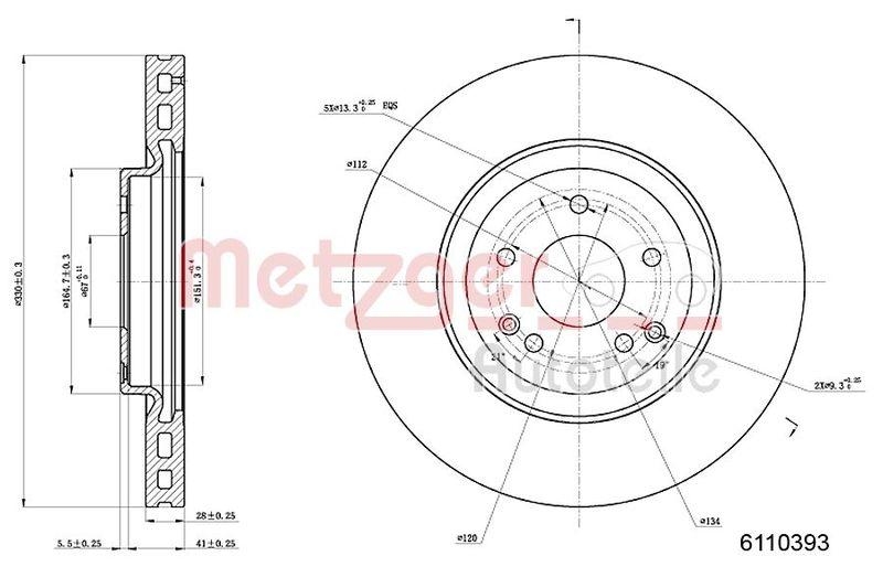 METZGER 6110393 Bremsscheibe Lack/Ks für MB VA