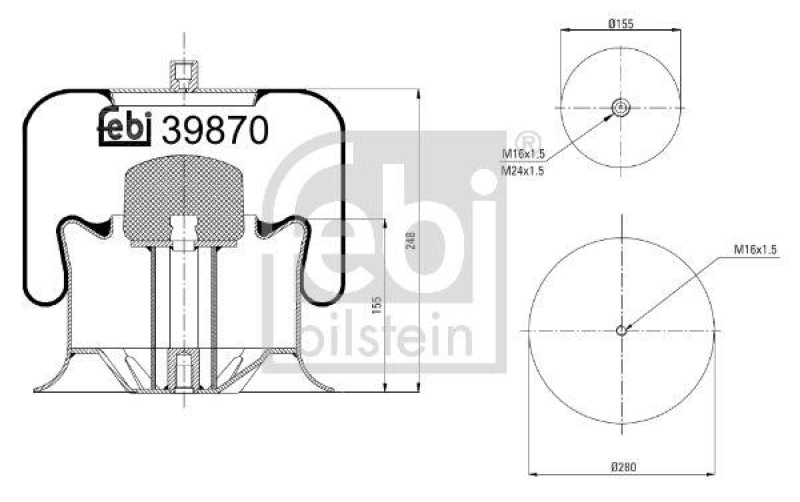 FEBI BILSTEIN 39870 Luftfederbalg mit Stahlkolben für Mercedes-Benz