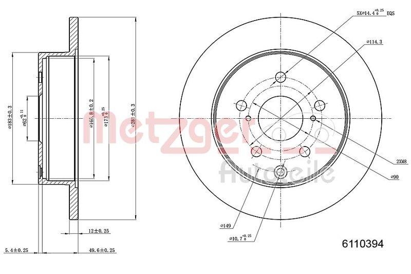 METZGER 6110394 Bremsscheibe Lack/Ks für TOYOTA HA