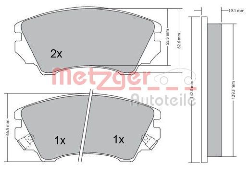 METZGER 1170221 Bremsbelagsatz, Scheibenbremse WVA 24 412