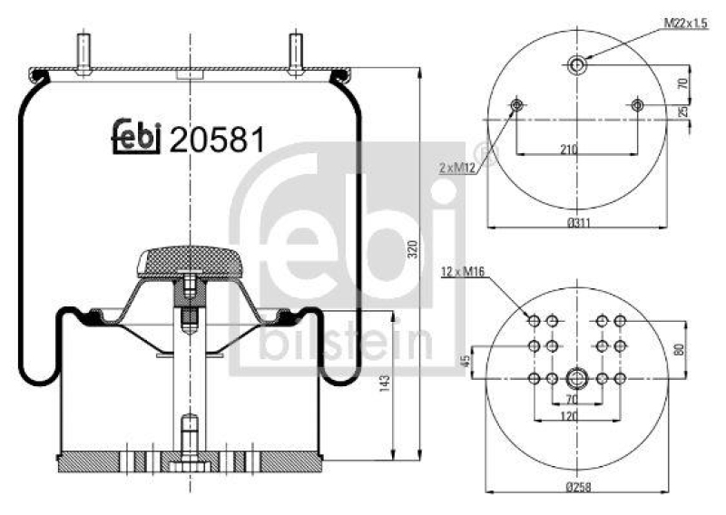 FEBI BILSTEIN 20581 Luftfederbalg mit Stahlkolben