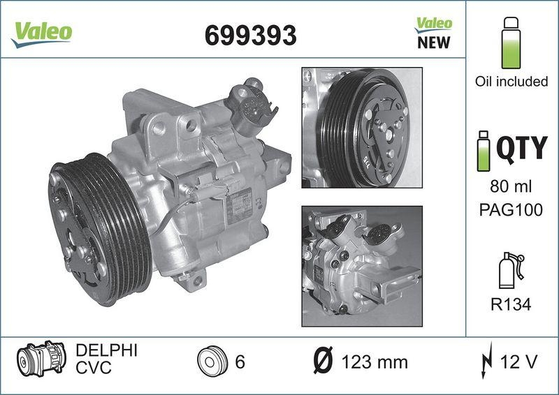 VALEO 699393 Kompressor PSA C1, 107 / Toyota Aygo