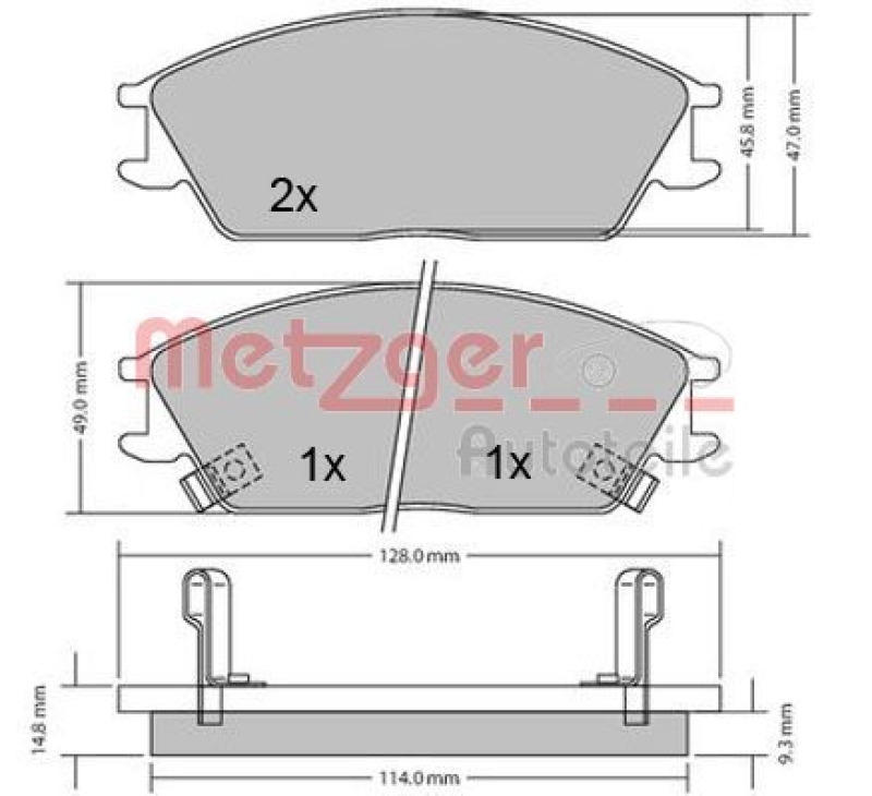 METZGER 1170224 Bremsbelagsatz, Scheibenbremse WVA 21 012