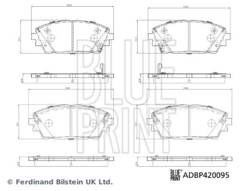 BLUE PRINT ADBP420095 Bremsbelagsatz mit Befestigungsmaterial für MAZDA