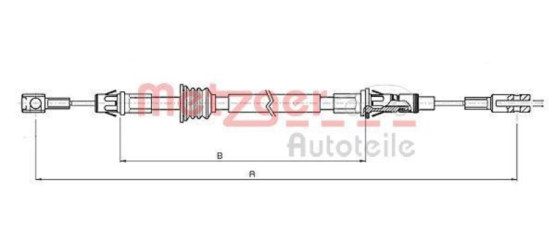 METZGER 10.6852 Seilzug, Feststellbremse für NISSAN/OPEL/RENAULT vorne