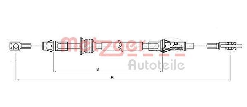 METZGER 10.6852 Seilzug, Feststellbremse für NISSAN/OPEL/RENAULT vorne