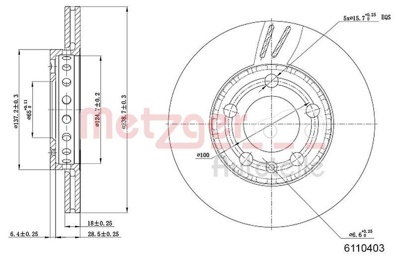 METZGER 6110403 Bremsscheibe Lack/Ks/Ms für SKODA/VW VA