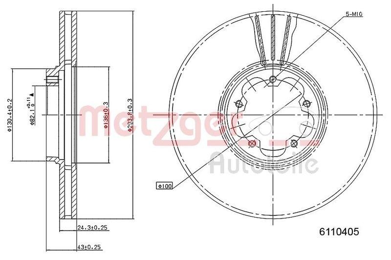 METZGER 6110405 Bremsscheibe Lack/Ks für FORD VA