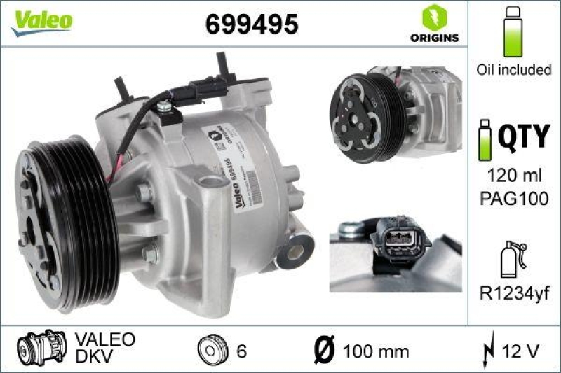 VALEO 699495 Kompressor NISSAN MICRA (17>) 1.5DCI