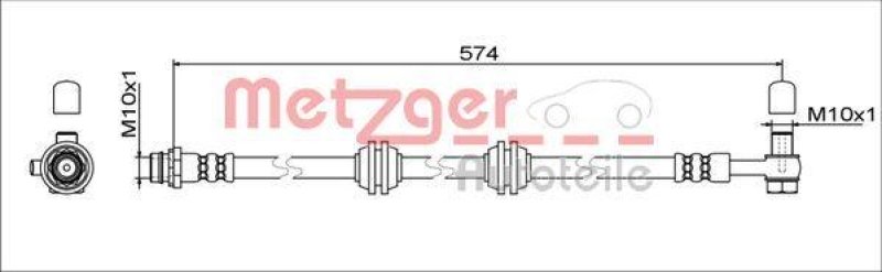 METZGER 4111755 Bremsschlauch für LAND ROVER HA links