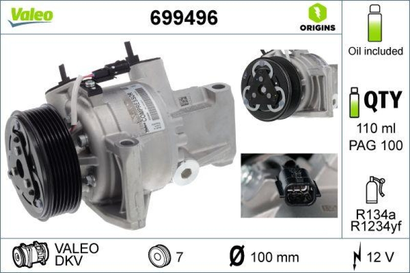 VALEO 699496 Kompressor NISSAN MICRA (17>) 09T PETROL