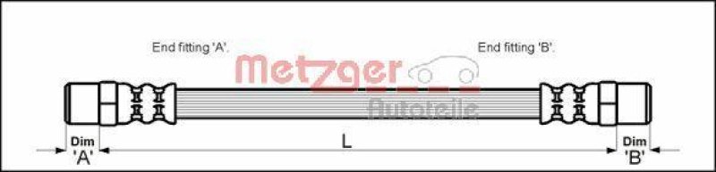 METZGER 4111756 Bremsschlauch f&uuml;r AUDI HA links