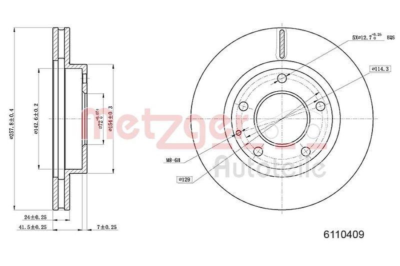 METZGER 6110409 Bremsscheibe Lack/Ks für FORD/MAZDA VA