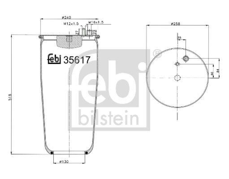 FEBI BILSTEIN 35617 Luftfederbalg ohne Kolben für M A N