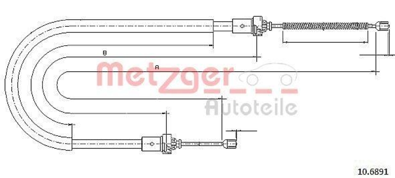 METZGER 10.6891 Seilzug, Feststellbremse für DACIA hinten links/rechts