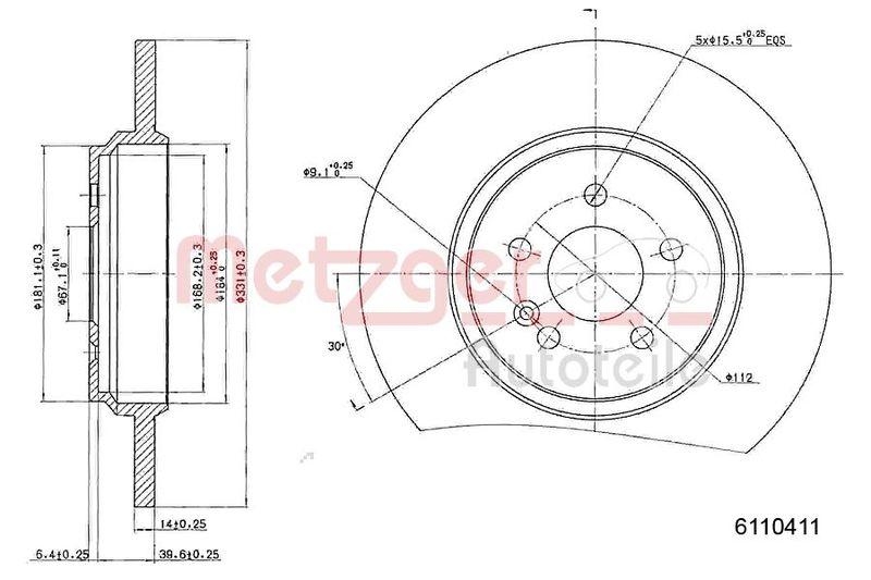 METZGER 6110411 Bremsscheibe Lack/Ks/Ms für MB HA