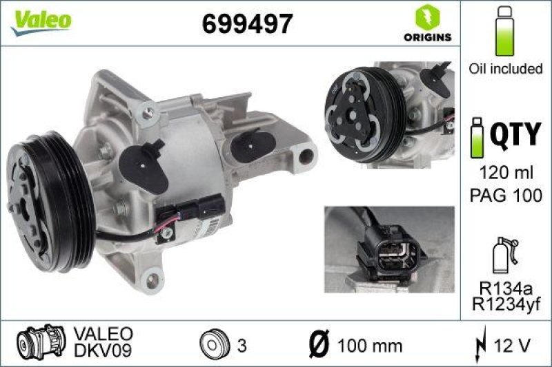 VALEO 699497 Kompressor NISSAN MICRA (17>) 1.1 PETROL