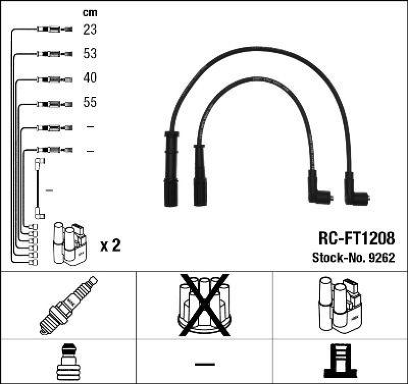 NGK 9262 Zündleitungssatz RC-FT1208 |Zündkabel