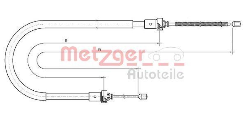 METZGER 10.6893 Seilzug, Feststellbremse für DACIA hinten links/rechts